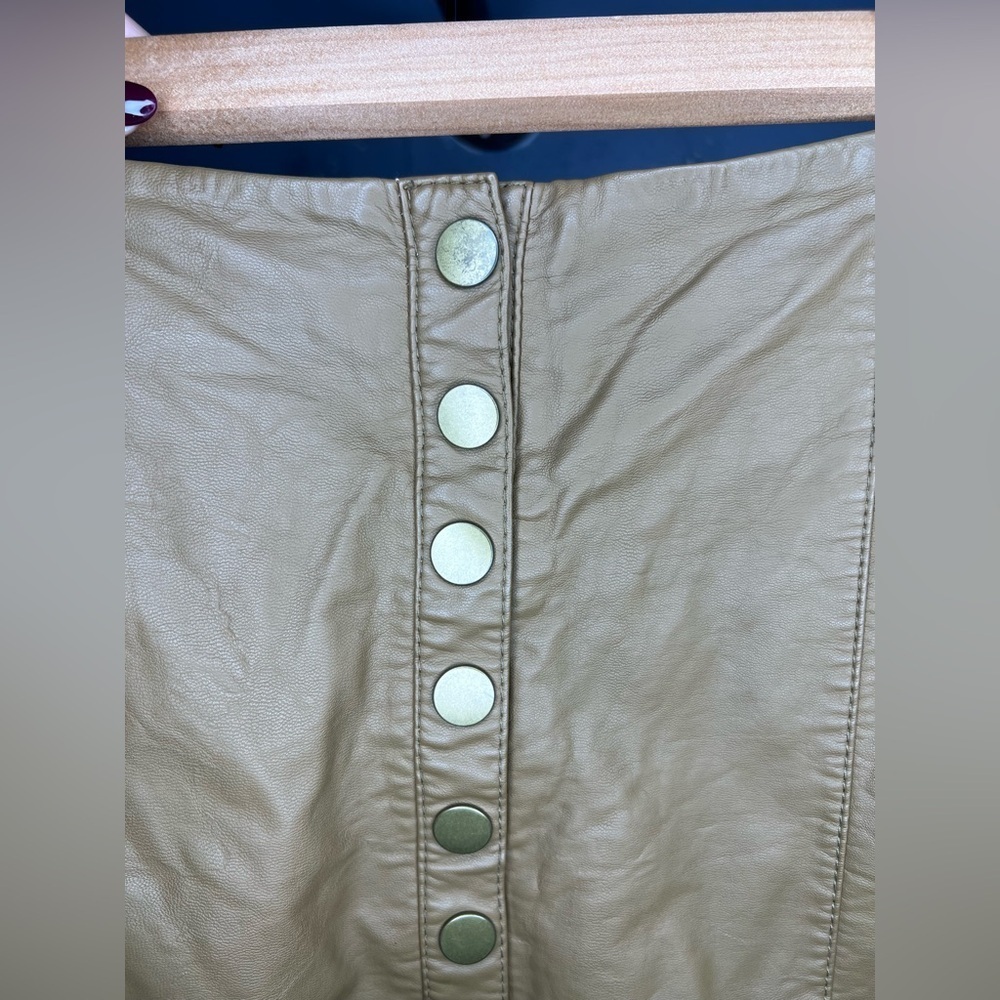 FREE PEOPLE Oh Snap Cognac Vegan Leather Skirt (2) - Picture 3 of 5